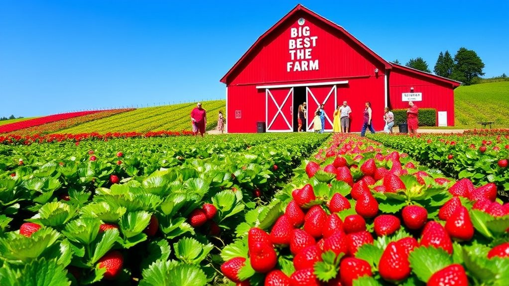 kebun strawberi merah besar